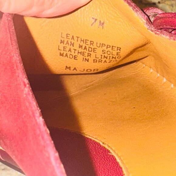 Nurture Red Suede Leather Mules 7M With Contrast Stitching Tie Detail Money - Picture 4 of 10